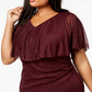 Vestido de coquetel feminino Connected, manga curta, justo, roxo, tamanho 20W
