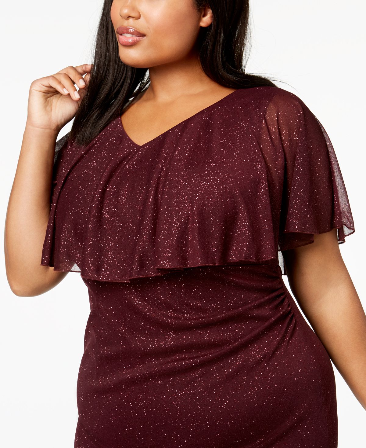 Vestido de coquetel feminino Connected, manga curta, justo, roxo, tamanho 20W