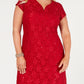Vestido de renda com lantejoulas feminino conectado, vermelho, tamanho 16W