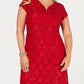 Vestido de renda com lantejoulas feminino conectado, vermelho, tamanho 22W