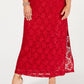 Vestido de renda com lantejoulas feminino conectado, vermelho, tamanho 22W