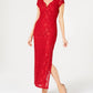 Vestido coluna de renda com lantejoulas feminino conectado, vermelho, tamanho 8, pequeno