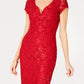 Vestido coluna de renda com lantejoulas feminino conectado, vermelho, tamanho 8, pequeno