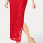 Vestido coluna de renda com lantejoulas feminino conectado, vermelho, tamanho 8, pequeno