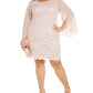Vestido tubinho de renda chiffon feminino conectado, rosa, tamanho 20W