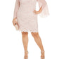 Vestido tubinho de renda chiffon feminino conectado, rosa, tamanho 20W