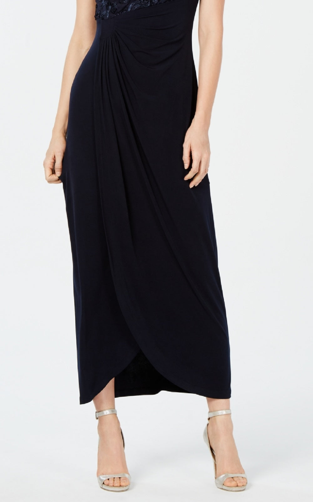 Vestido envelope falso Soutache feminino conectado, azul, tamanho 10, pequeno