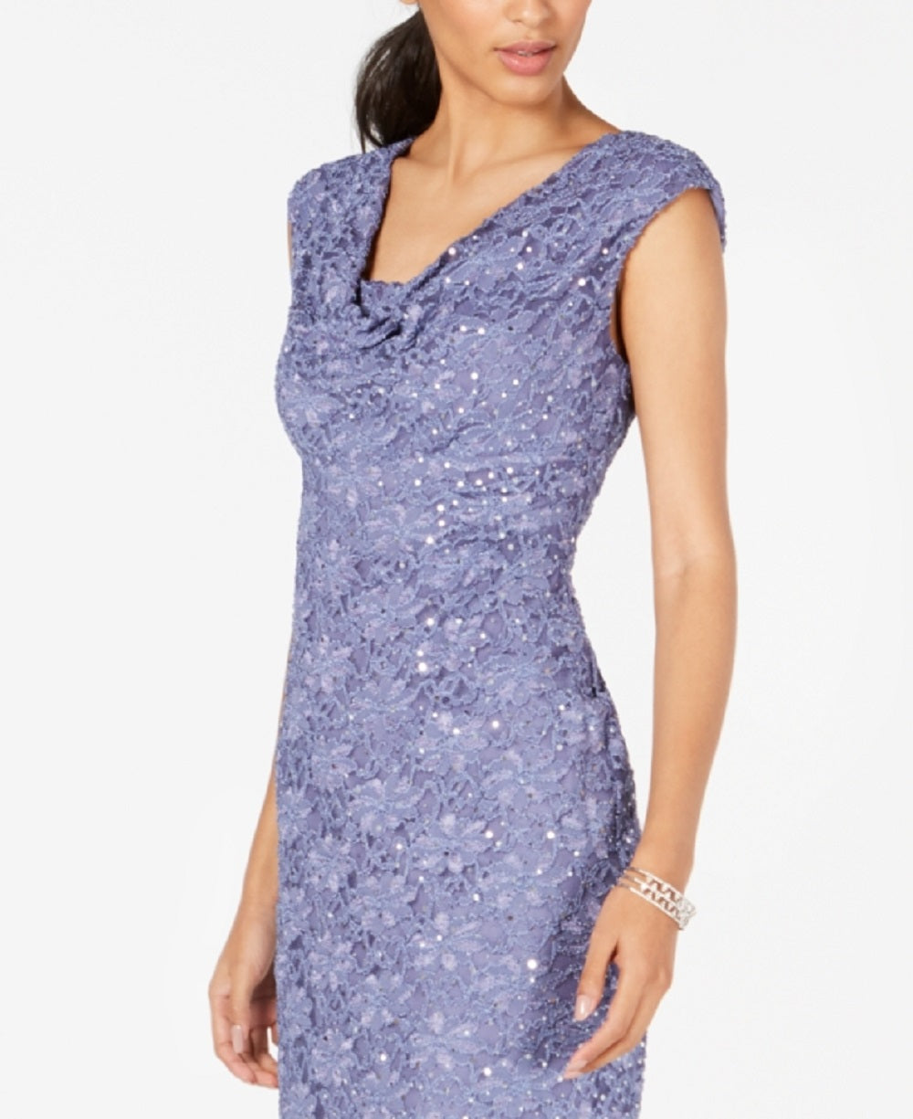 Vestido tubinho de renda com lantejoulas Connected Feminino Roxo Tamanho 8