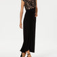 Vestido envelope feminino com bordado de malha sintética conectado, preto, tamanho 10