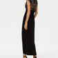 Vestido envelope feminino com bordado de malha sintética conectado, preto, tamanho 10