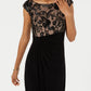 Vestido envelope feminino com bordado de malha sintética conectado, preto, tamanho 10