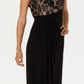 Vestido envelope feminino com bordado de malha sintética conectado, preto, tamanho 10