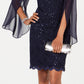 Vestido de renda com lantejoulas e mangas esvoaçantes feminino Connected, azul, tamanho 6