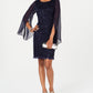 Vestido de renda com lantejoulas e mangas esvoaçantes feminino Connected, azul, tamanho 8