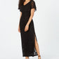 Vestido de capa feminino com lantejoulas e renda, preto, tamanho 14, pequeno