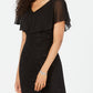 Vestido de capa feminino com lantejoulas e renda, preto, tamanho 14, pequeno