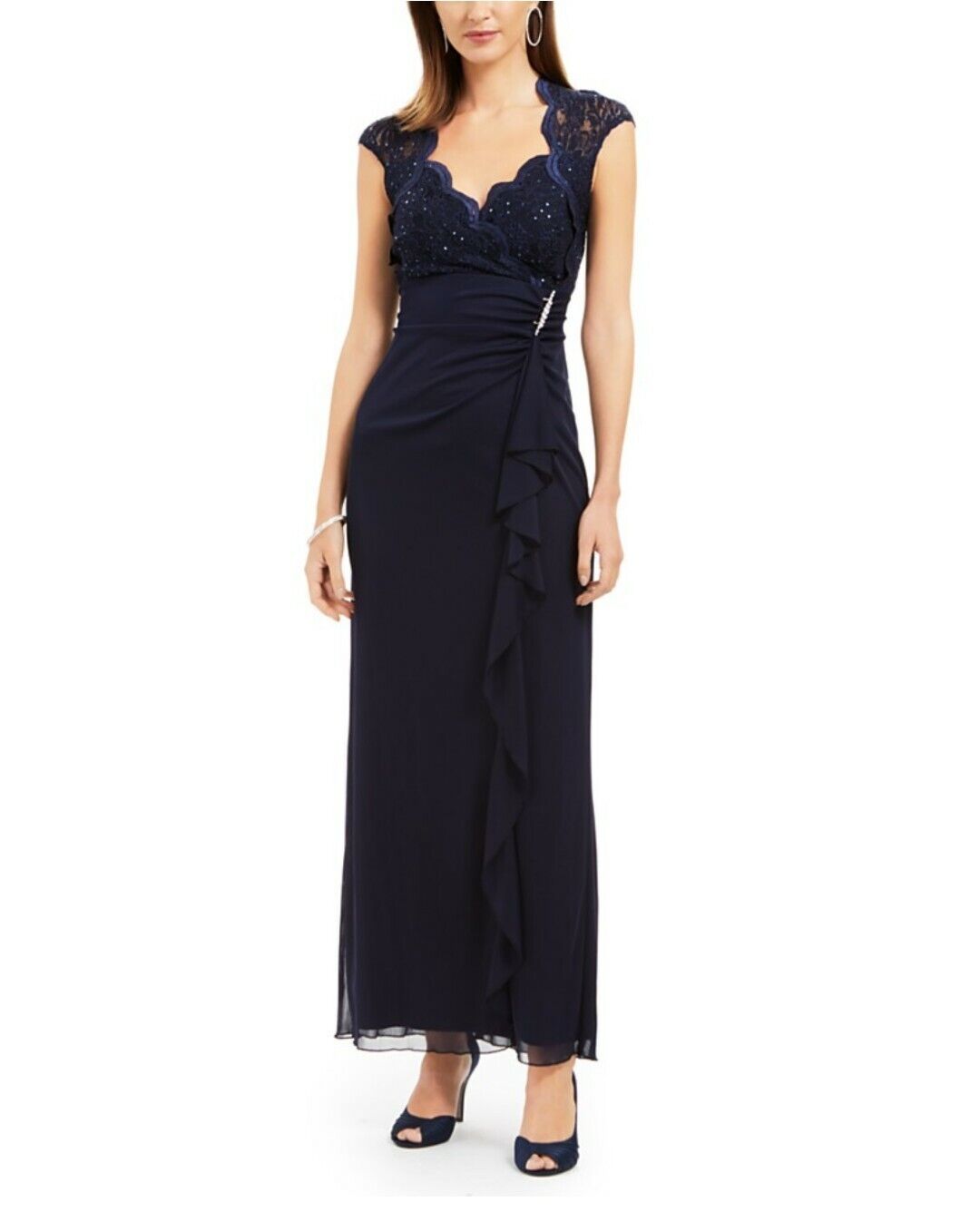 Vestido de renda feminino Connected Apparel, azul, tamanho 8