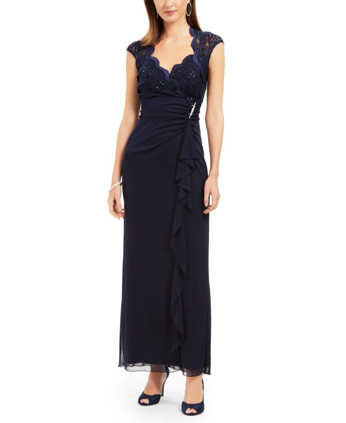 Vestido de renda feminino Connected, azul, tamanho 12