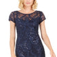 Vestido tubinho com lantejoulas florais feminino Connected, azul, tamanho 14