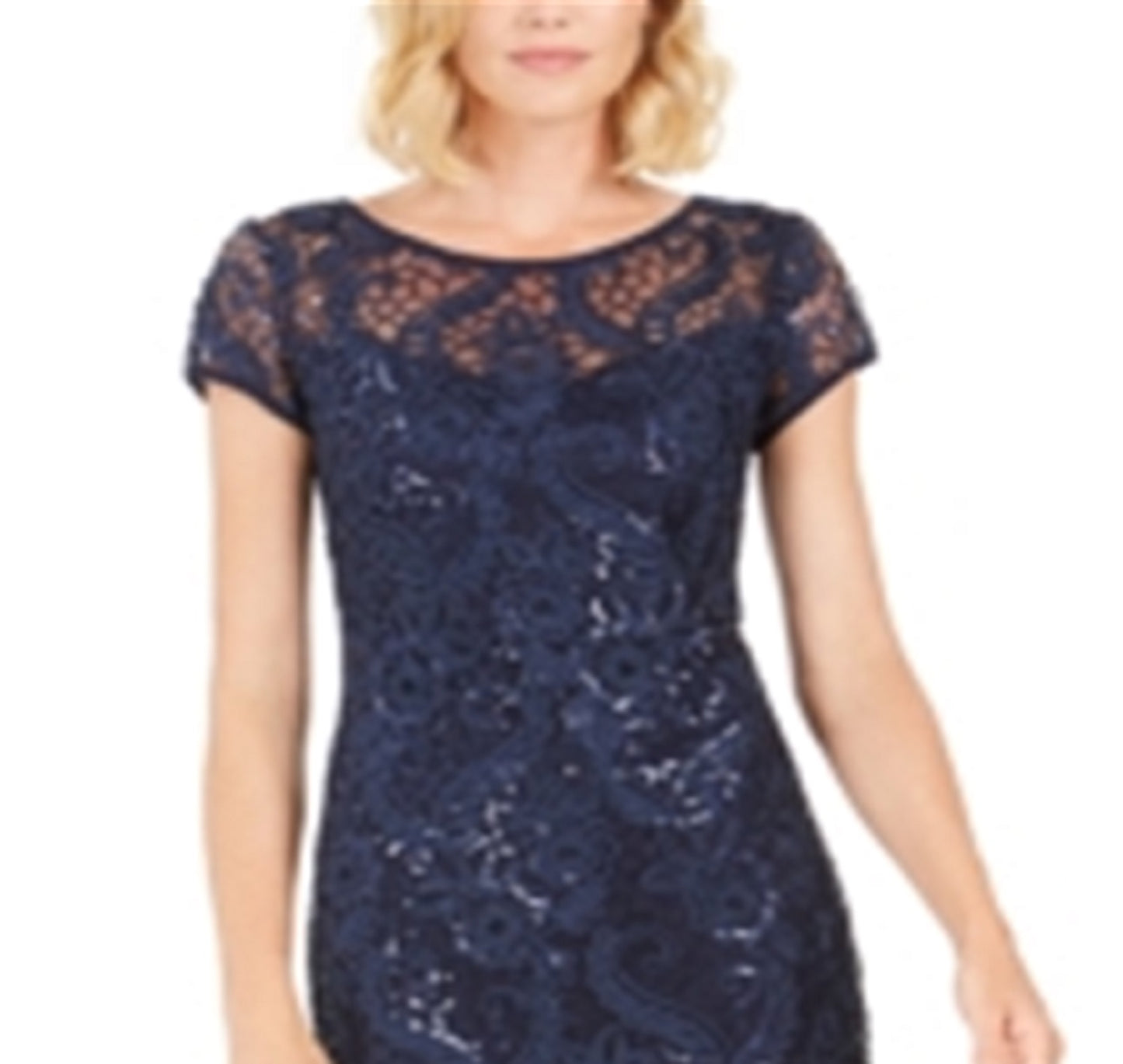 Vestido tubinho com lantejoulas florais feminino Connected, azul, tamanho 14