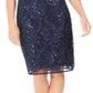 Vestido tubinho com lantejoulas florais feminino Connected, azul, tamanho 14