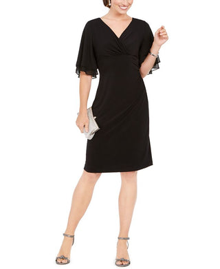 Connected Women's Formal Knee Sheath Dress Black Size 4 Petite