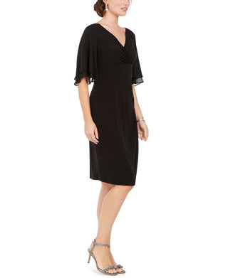 Connected Women's Formal Knee Sheath Dress Black Size 4 Petite