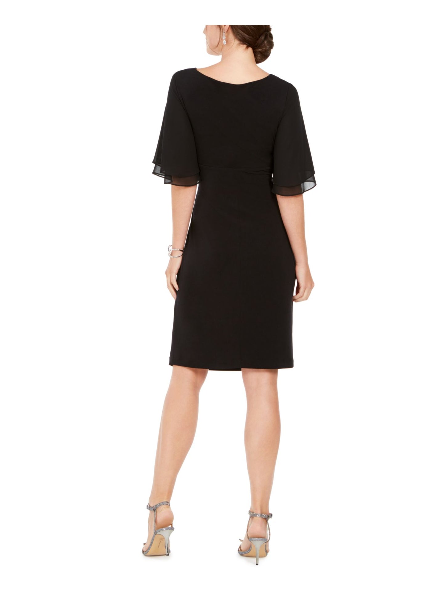 Vestido feminino Connected Apparel com mangas esvoaçantes e cintura império, preto, tamanho 14, pequeno