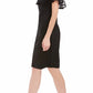 Vestido tubinho com sobreposição de renda feminino Connected Apparel, preto, tamanho 10, pequeno