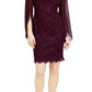Vestido de renda com lantejoulas e mangas esvoaçantes feminino Connected, roxo, tamanho 16