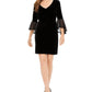 Vestido de veludo com manga sino feminino Connected Apparel, preto, tamanho 12, pequeno