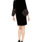 Vestido de veludo com manga sino feminino Connected Apparel, preto, tamanho 12, pequeno