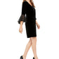 Vestido de veludo com manga sino feminino Connected Apparel, preto, tamanho 12, pequeno