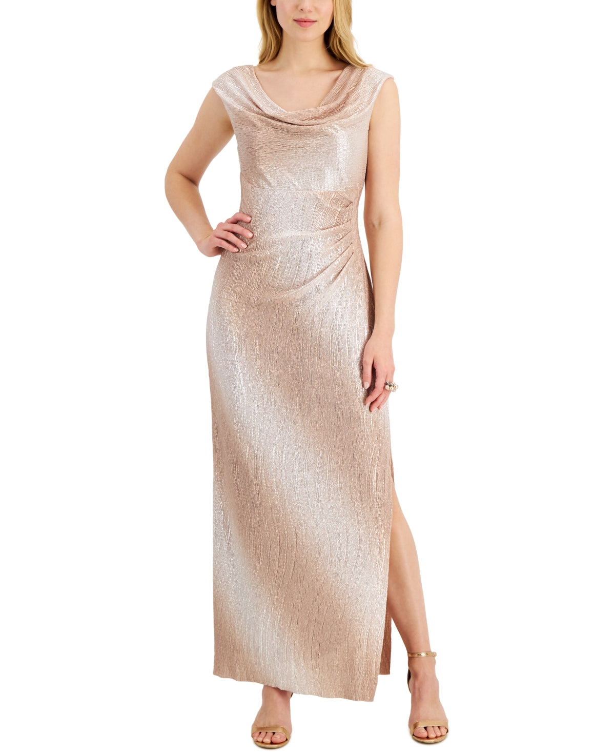 Vestido feminino com decote drapeado, rosa, tamanho 16
