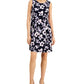 Vestido plissado com estampa floral feminino conectado, roxo, tamanho 14