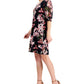 Vestido feminino com estampa floral e manga bufante, rosa, tamanho 6