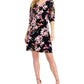 Vestido feminino com estampa floral e manga bufante, rosa, tamanho 10