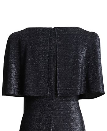 Macacão feminino com capa metálica conectado, preto, tamanho 10