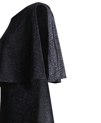 Macacão feminino com capa metálica conectado, preto, tamanho 10