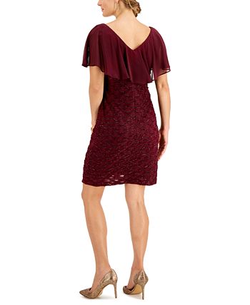 Vestido feminino com sobreposição de chiffon e bainha para cílios, roxo, tamanho 6
