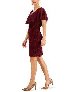 Vestido feminino com sobreposição de chiffon e bainha para cílios, roxo, tamanho 6