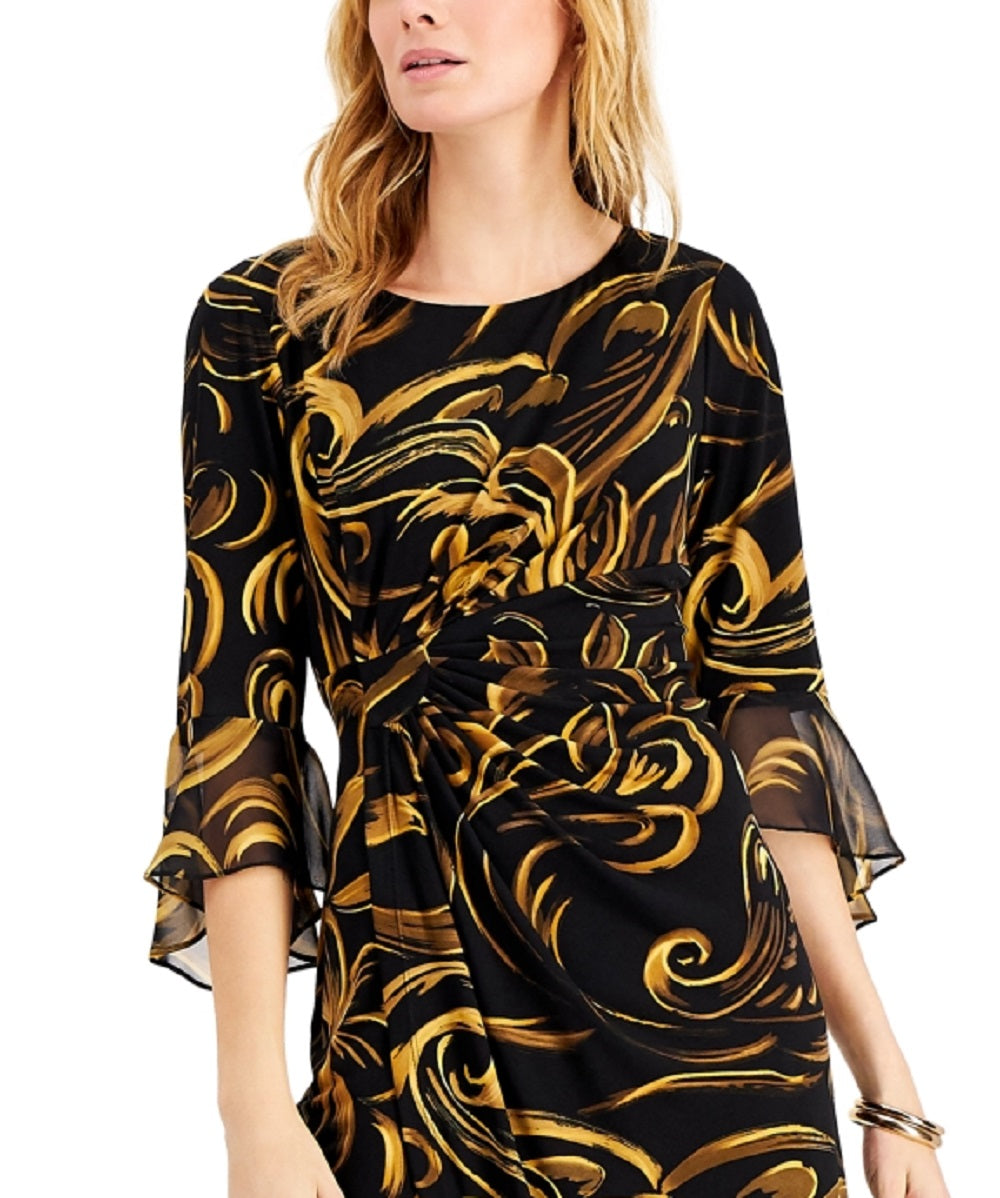 Vestido midi listrado sem mangas feminino Rachel Roy, marrom, tamanho médio