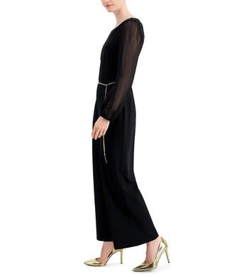 Connected Women's Chain Belt Jumpsuit Black Size 4Petite