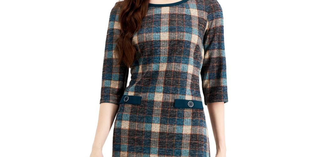 Vestido xadrez feminino Connected marrom tamanho 8