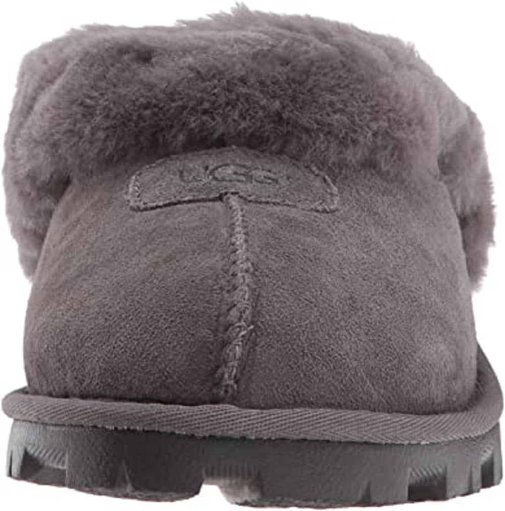 Pantufa feminina UGG com forro de pele de carneiro, cinza, tamanho 7