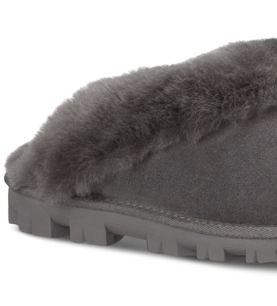 Pantufa feminina UGG com forro de pele de carneiro, cinza, tamanho 10