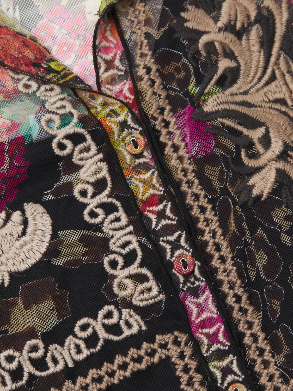 Johnny Was - Mazzy Embroidered Floral Button Front Blouse