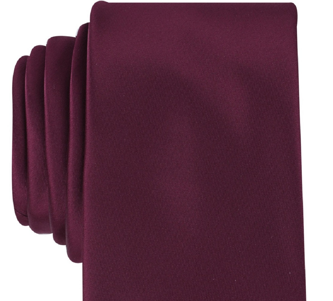 Gravata Perry Ellis Masculina de Cetim Sólido Vermelha Tamanho Regular