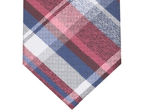 Gravata fina xadrez Perry Ellis masculina Dehaven vermelha tamanho regular