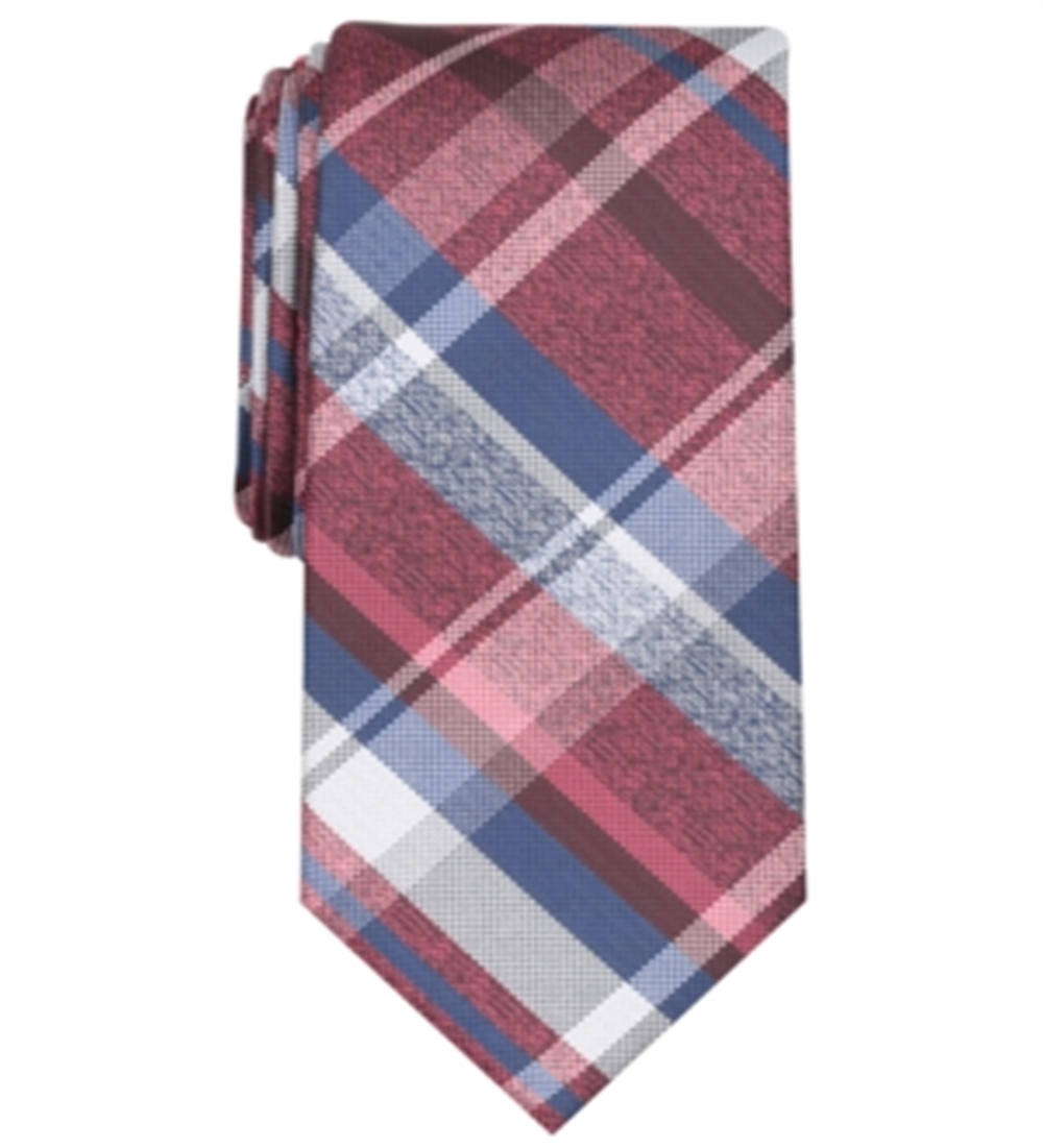Gravata fina xadrez Perry Ellis masculina Dehaven vermelha tamanho regular